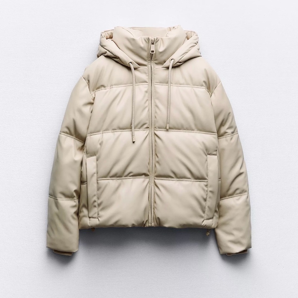 NWT Zara Faux Leather Wind Protection Cropped Anorak Size Small